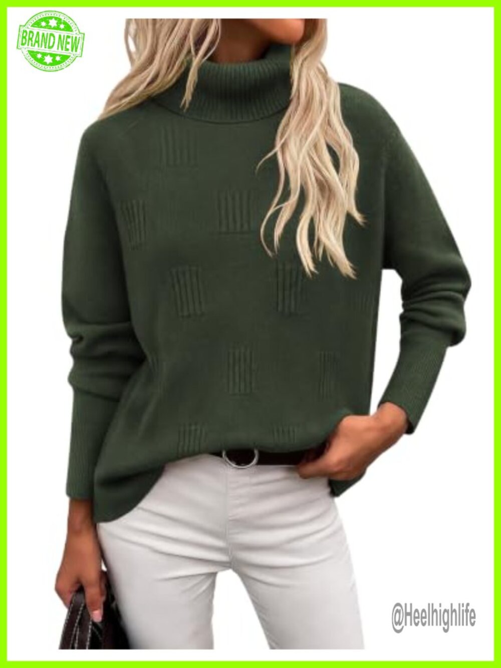 Ekouaer Turtleneck Sweater Long Sleeve Knitted Pullover Fall Winter Top
